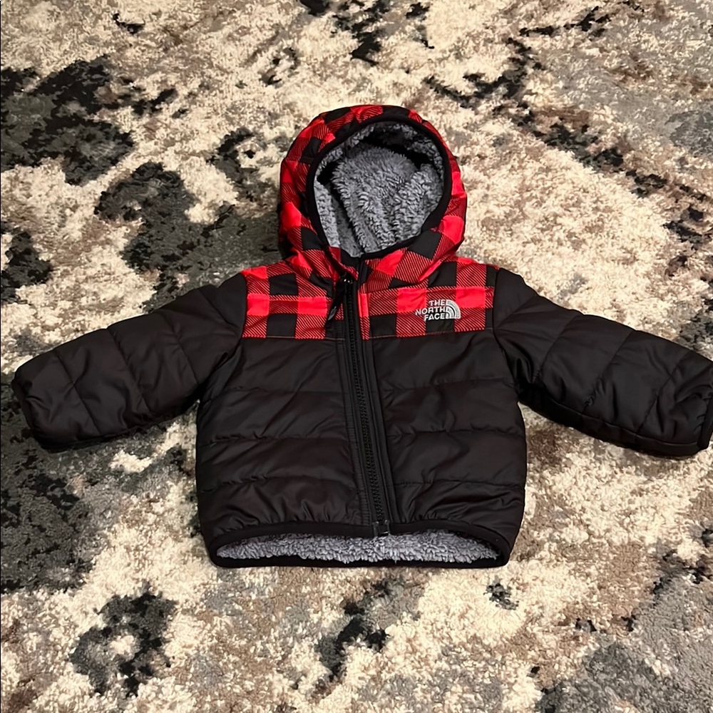 The North Face Red and Black Plaid Baby Jacket